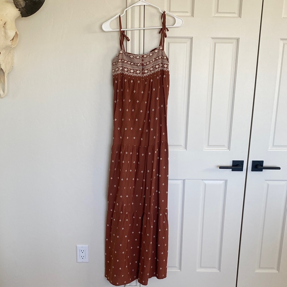 Spiritual Gangster Rust Embroidered Maxi Dress